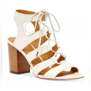 Coach Larissa Cream Lace-Up Sandals